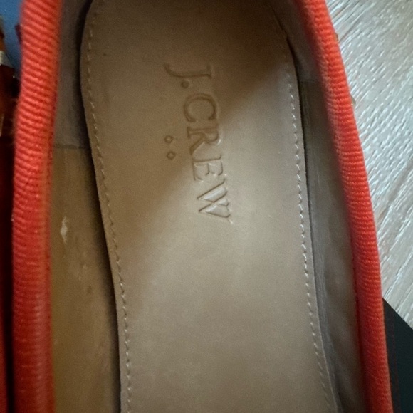 Womens 6 J. Crew Ballet Flats Shoes Orange Suede Slip On Studded Round Toe Bow - Picture 5 of 5